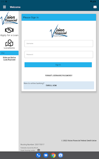 Vision Financial FCU Screen 3