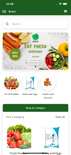 Android application Kravi: Grocery in Minutes screenshort