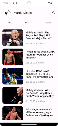 Android application MartialMedia screenshort