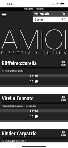 Android application AMICI screenshort