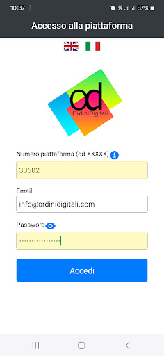 Android application Ordini Digitali screenshort