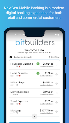Android application Bit Builders Mobile Banking screenshort