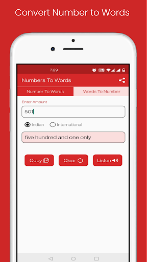 Android application Number To Words/Words 2 Number screenshort