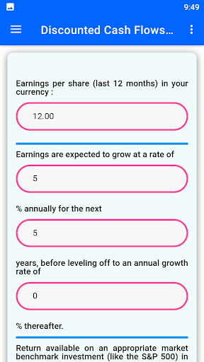 DCF Calculator Screen 2