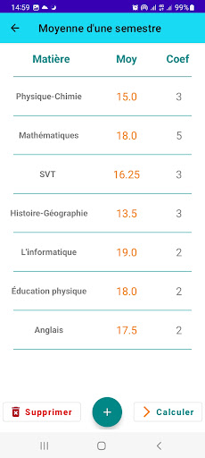 Grade Calculator Screen 3