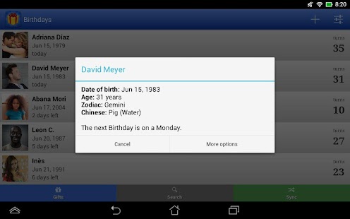 Birthdays: Reminder & calendar Screenshot