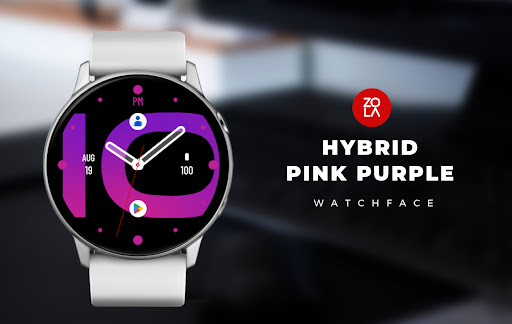 Android application Hybrid Pink Purple Watch Face screenshort