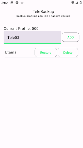 TeleBackup (Root) Screen 2
