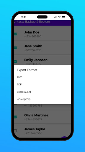 Contact Backup PDF VCF  Excel
