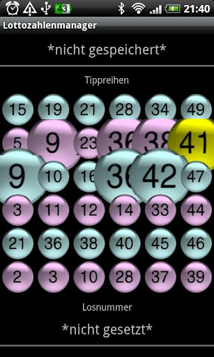 Lottery numbers manager Screen 3