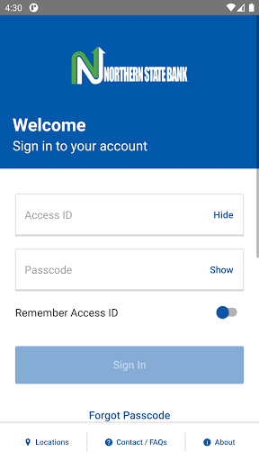 Northern State Bank Mobile Screen 2