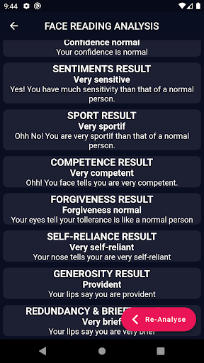 Face reader scanner - analyser Screen 3