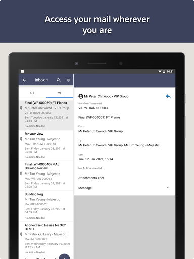 Screenshot of Oracle Aconex