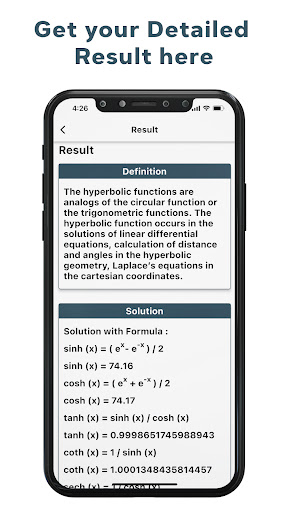 Hyperbolic Function Calculator Screen 3