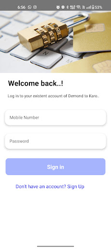 Android application Demand To Karo screenshort