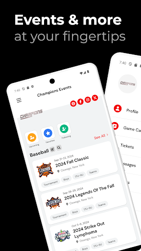 Android application Champions Events screenshort