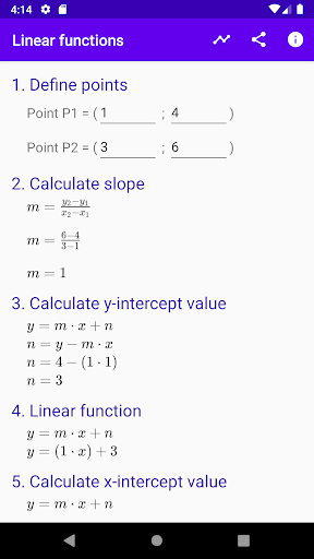 Android application Linear Functions screenshort