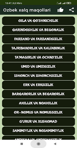 Ozbek xalq maqollari Screen 2
