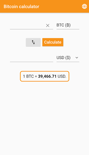 Android application Bitcoin calculator screenshort