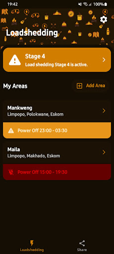 Loadshedding App - Eskom Screen 2