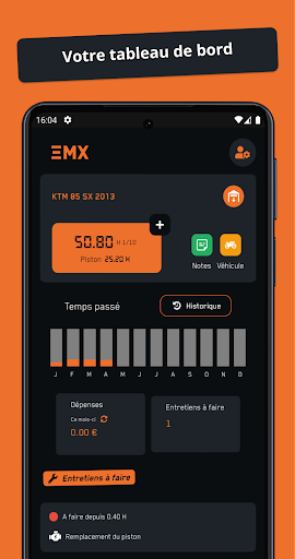 Android application EMX - Entretien motocross/quad screenshort