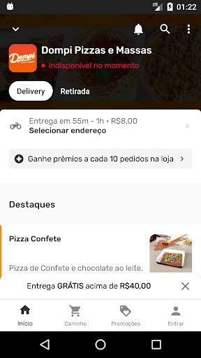 Android application Dompi Pizzas e Massas screenshort