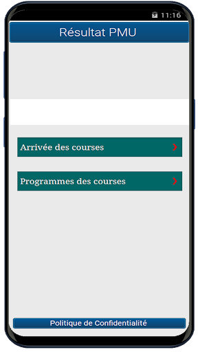 Android application Résultat PMU SEN. screenshort