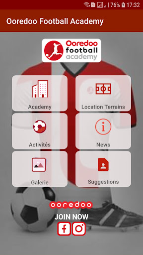 Android application Ooredoo Football Academy screenshort