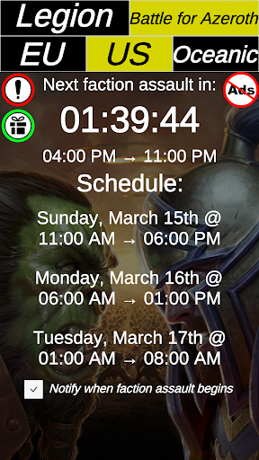 Android application WoW Legion & BFA Timers screenshort