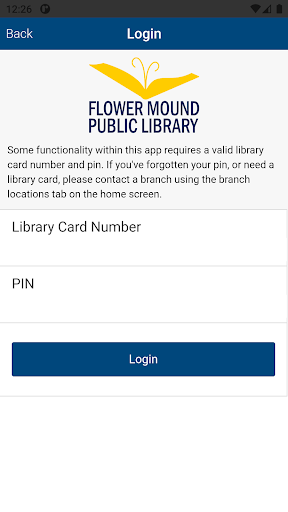 Android application Flower Mound Public Library screenshort