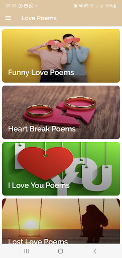 Android application Love Poems: Feeling Sayings screenshort