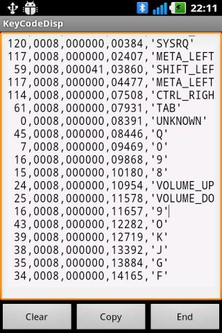 KeyCode Display for Developer Screen 3