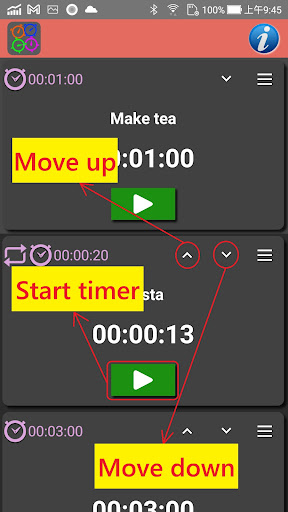 Multi-tasking timer Screen 2