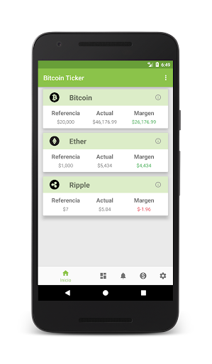 Android application Bitcoin Ticker screenshort