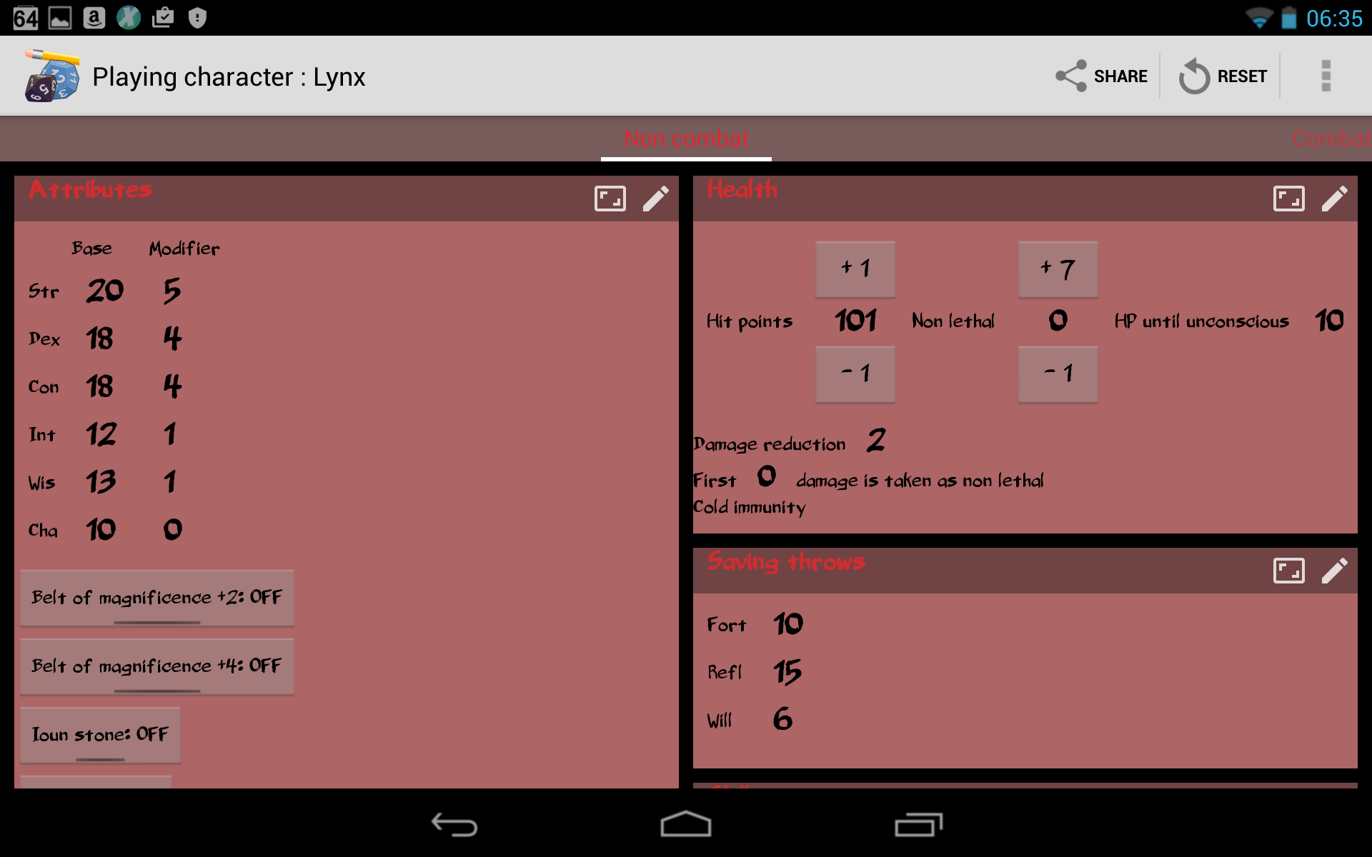 Android application RPGenius: Character Sheets screenshort
