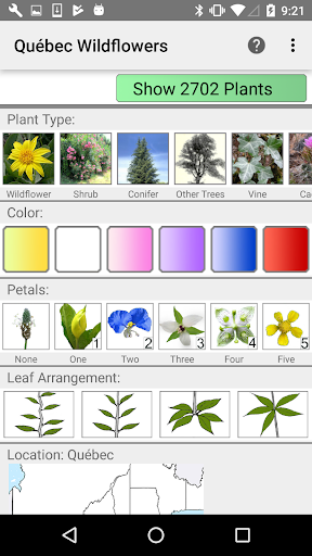Android application Québec Wildflowers screenshort
