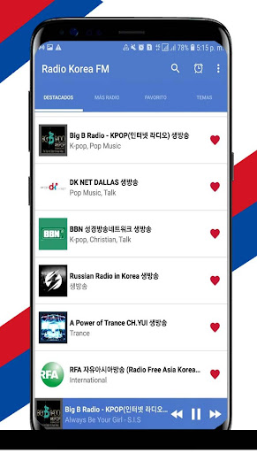 Android application Radio Korea kpop screenshort