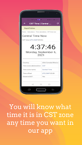 CST time clock (Central clok) Screen 3