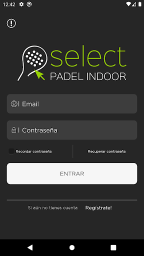 Android application Select Padel Indoor screenshort