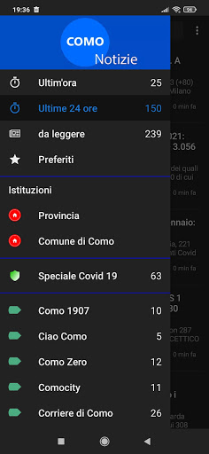 Android application Como notizie screenshort
