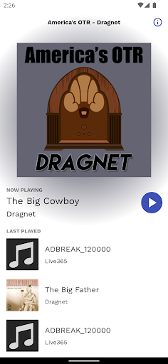 Android application America's OTR - Dragnet Radio screenshort