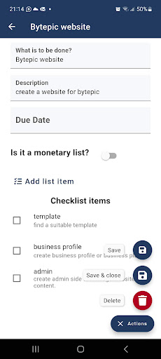 Checklist Screen 2