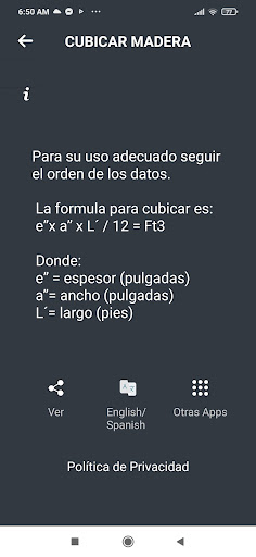 Cubic Wood Volume Calculator Screen 2