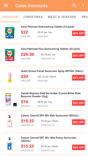 Android application Coles Discount Tracker UNOFFL screenshort