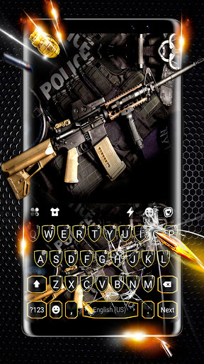 Android application Golden Gun Keyboard Theme screenshort