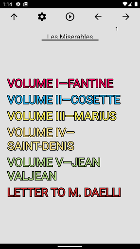 Android application Book, Les Misérables screenshort