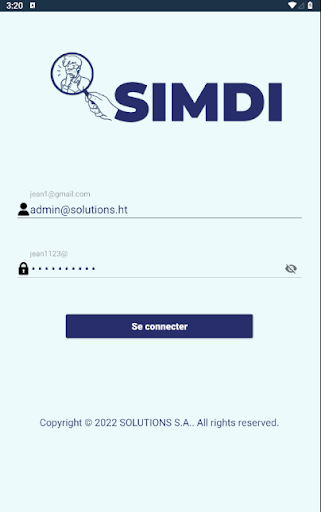 Android application SIMDI screenshort