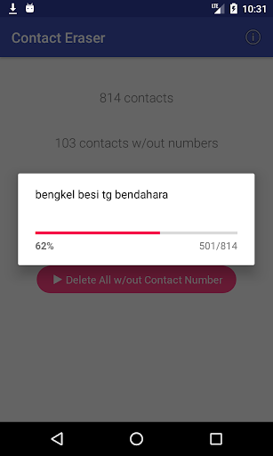 Android application One-Click Erase All Contacts screenshort