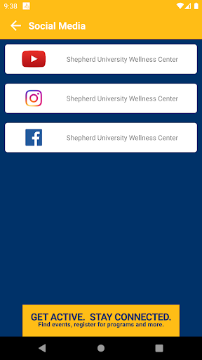 Shepherd University WC App Screen 2
