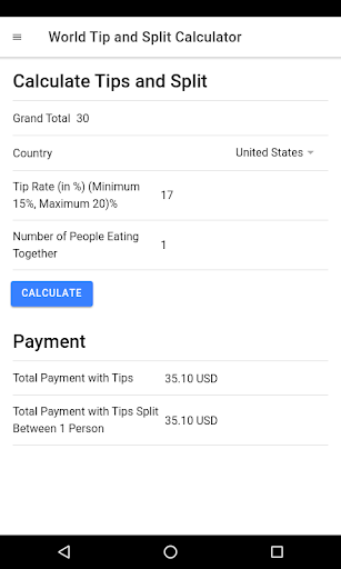 World Tip and Split Calculator Screenshot 2 - AppWisp.com